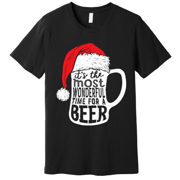 ItS The Most Wonderful Time For A Beer Christmas Santa Hat Premium T-Shirt