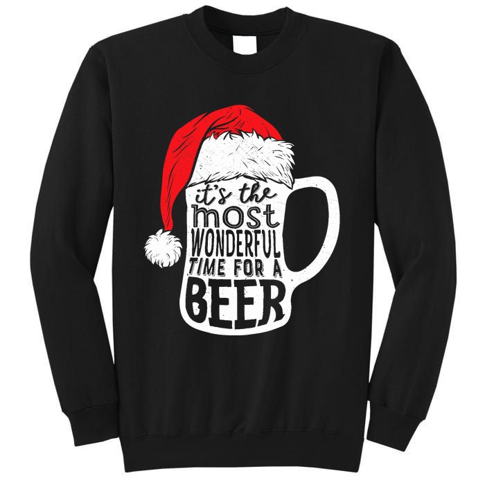 ItS The Most Wonderful Time For A Beer Christmas Santa Hat Tall Sweatshirt