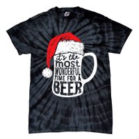 ItS The Most Wonderful Time For A Beer Christmas Santa Hat Tie-Dye T-Shirt