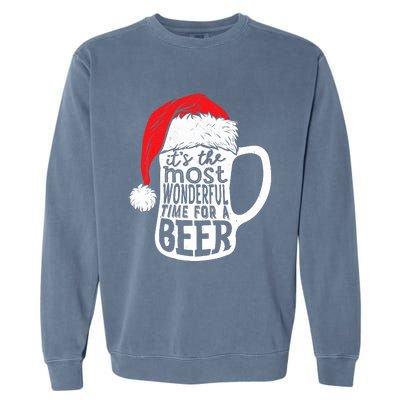 ItS The Most Wonderful Time For A Beer Christmas Santa Hat Garment-Dyed Sweatshirt