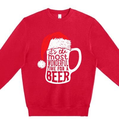 ItS The Most Wonderful Time For A Beer Christmas Santa Hat Premium Crewneck Sweatshirt