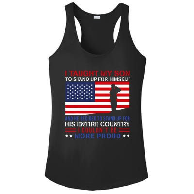 I Taught My Son How To Stand Up Proud Military Mom And Dad Ladies PosiCharge Competitor Racerback Tank