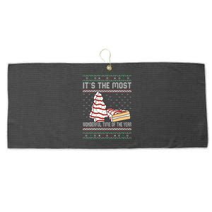 Its The Most Wonderful Time Of The Year Christmas Tree Cake Large Microfiber Waffle Golf Towel