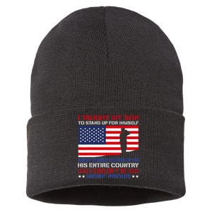 I Taught My Son How To Stand Up Proud Military Mom And Dad Sustainable Knit Beanie