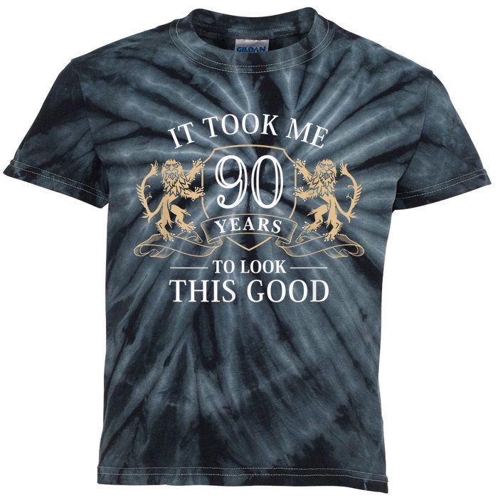 It Took Me 90 Years To Look This Good 90th Happy Birthday Kids Tie-Dye T-Shirt