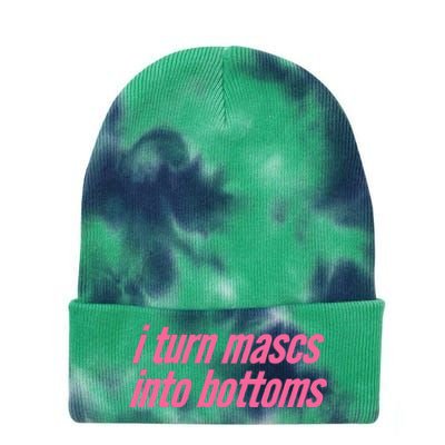 I Turn Mascs Into Bottoms Lesbian Bisexual Pride Tie Dye 12in Knit Beanie