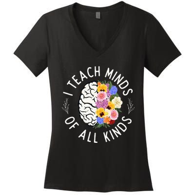 I Teach Minds Of Alll Kinds Special Education Teacher Women's V-Neck T-Shirt