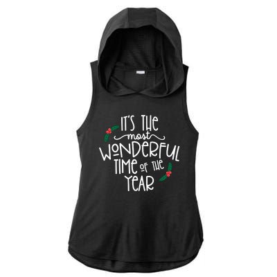 Its The Most Wonderful Time Of The Year Christmas Ladies PosiCharge Tri-Blend Wicking Draft Hoodie Tank