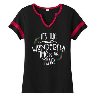 Its The Most Wonderful Time Of The Year Christmas Ladies Halftime Notch Neck Tee