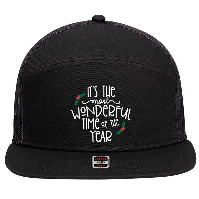 Its The Most Wonderful Time Of The Year Christmas 7 Panel Mesh Trucker Snapback Hat