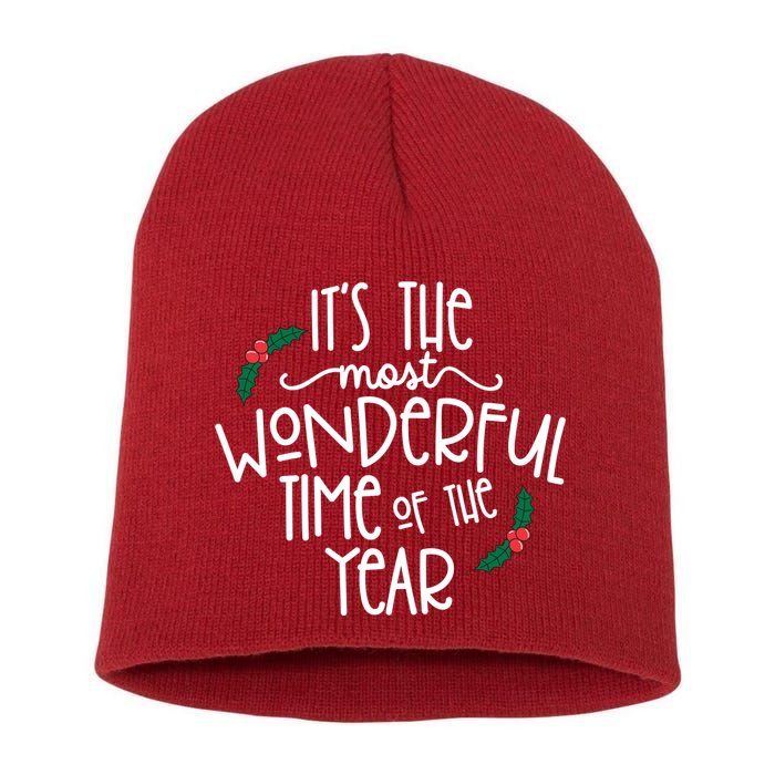 Its The Most Wonderful Time Of The Year Christmas Short Acrylic Beanie