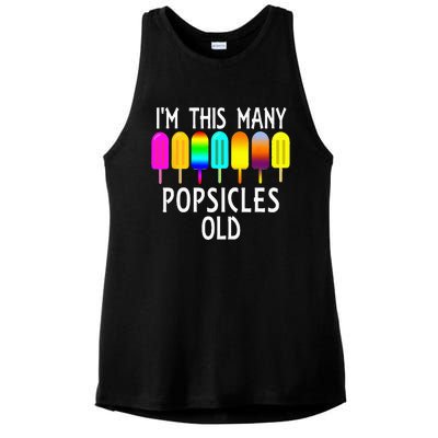 Im This Many Popsicles Old Funny 7th Birthday Popsicle Ladies PosiCharge Tri-Blend Wicking Tank