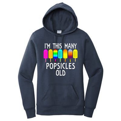 Im This Many Popsicles Old Funny 7th Birthday Popsicle Women's Pullover Hoodie