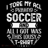 I Tore My Acl Playing Soccer Funny Acl Knee Surgery Recovery Stripe Pom Pom Beanie