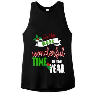 Its The Most Wonderful Time Of The Year Christmas Festive Ladies PosiCharge Tri-Blend Wicking Tank