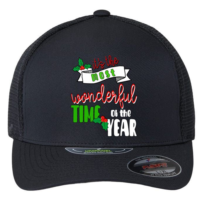 Its The Most Wonderful Time Of The Year Christmas Festive Flexfit Unipanel Trucker Cap
