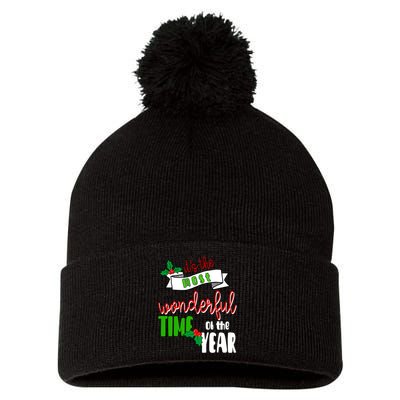 Its The Most Wonderful Time Of The Year Christmas Festive Pom Pom 12in Knit Beanie