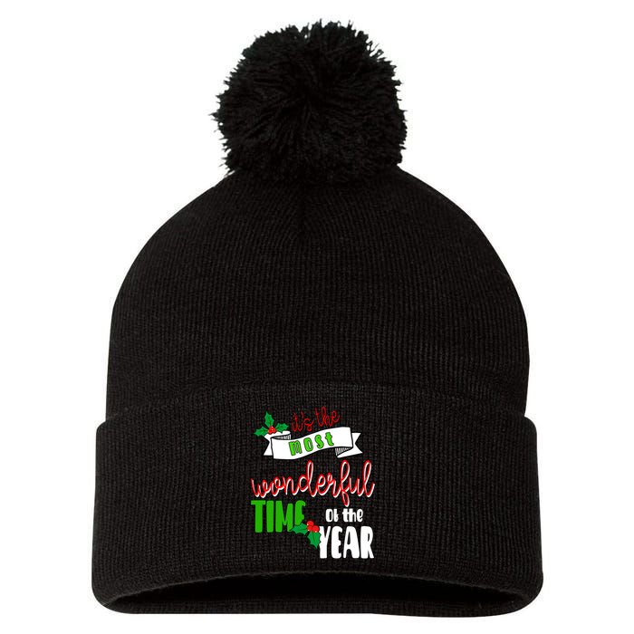 Its The Most Wonderful Time Of The Year Christmas Festive Pom Pom 12in Knit Beanie