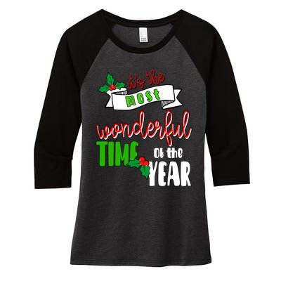 Its The Most Wonderful Time Of The Year Christmas Festive Women's Tri-Blend 3/4-Sleeve Raglan Shirt