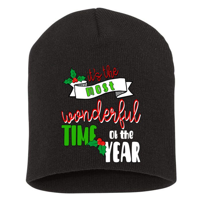 Its The Most Wonderful Time Of The Year Christmas Festive Short Acrylic Beanie