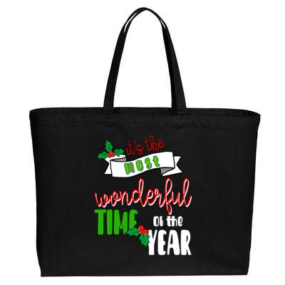 Its The Most Wonderful Time Of The Year Christmas Festive Cotton Canvas Jumbo Tote