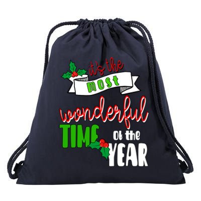 Its The Most Wonderful Time Of The Year Christmas Festive Drawstring Bag