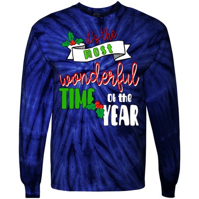 Its The Most Wonderful Time Of The Year Christmas Festive Tie-Dye Long Sleeve Shirt