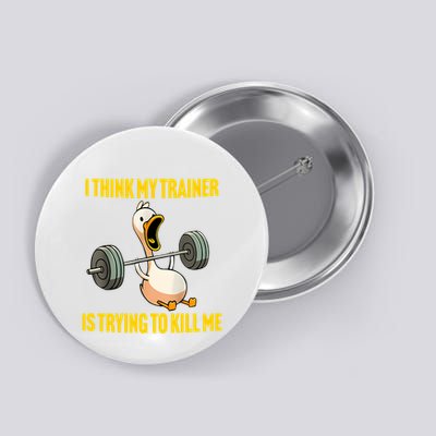 I Think My Trainer Is Trying To Kill Me Funny Workout Gym Long Sleeve Button