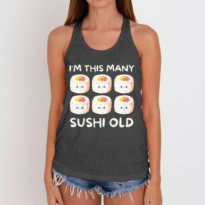 Im This Many Sushi Old Kawaii Sashimi Women's Knotted Racerback Tank