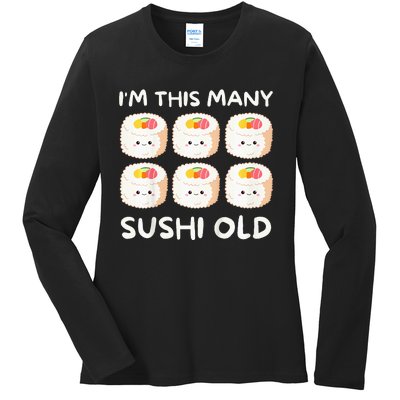 Im This Many Sushi Old Kawaii Sashimi Ladies Long Sleeve Shirt