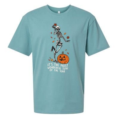 It’S The Most Wonderful Time Of The Year Skeleton Halloween Gift Sueded Cloud Jersey T-Shirt