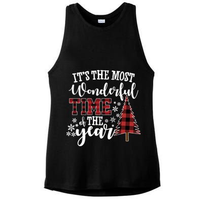 It's The Most Wonderful Time Of The Year Christmas Tree Holiday Ladies PosiCharge Tri-Blend Wicking Tank