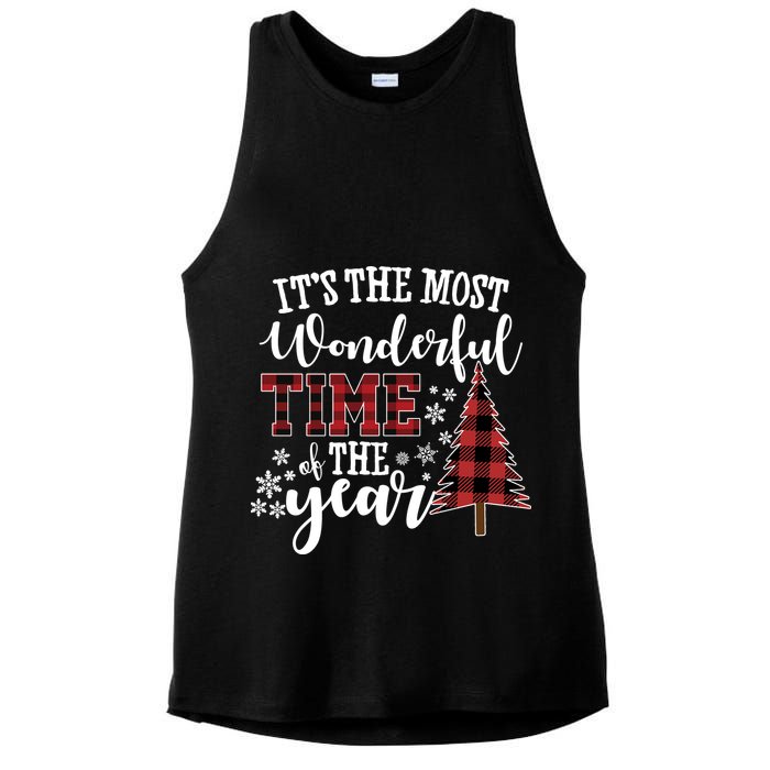 It's The Most Wonderful Time Of The Year Christmas Tree Holiday Ladies PosiCharge Tri-Blend Wicking Tank