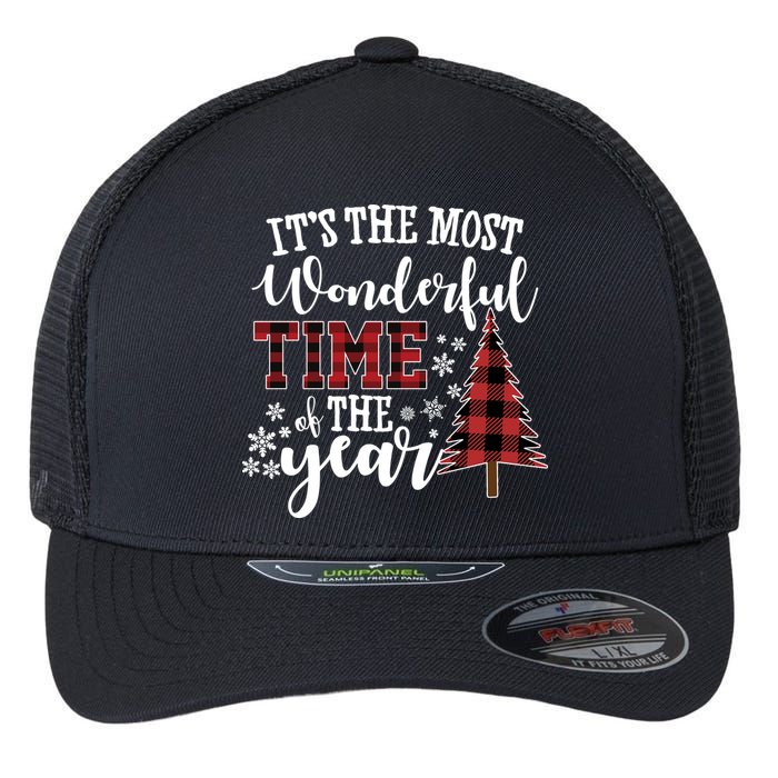 It's The Most Wonderful Time Of The Year Christmas Tree Holiday Flexfit Unipanel Trucker Cap