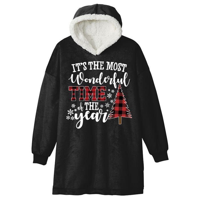 It's The Most Wonderful Time Of The Year Christmas Tree Holiday Hooded Wearable Blanket