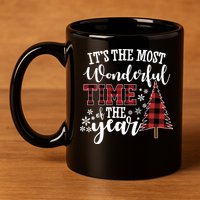 It's The Most Wonderful Time Of The Year Christmas Tree Holiday 11oz C Handle Ceramic Mug