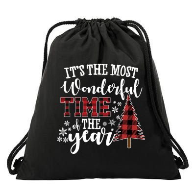 It's The Most Wonderful Time Of The Year Christmas Tree Holiday Drawstring Bag