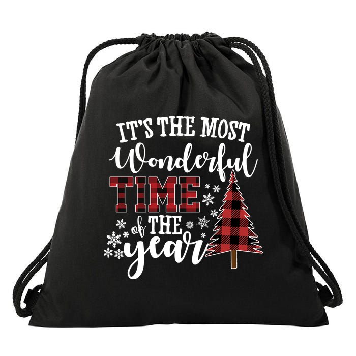 It's The Most Wonderful Time Of The Year Christmas Tree Holiday Drawstring Bag