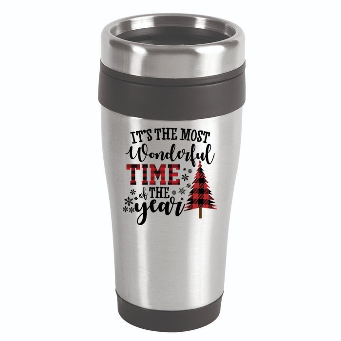 It's The Most Wonderful Time Of The Year Christmas Tree Holiday 16oz Travel Tumbler