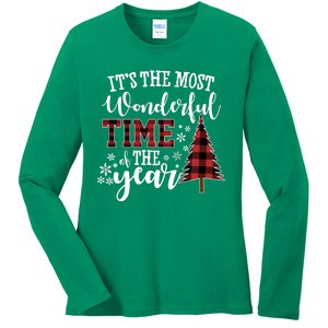 It's The Most Wonderful Time Of The Year Christmas Tree Holiday Ladies Long Sleeve Shirt