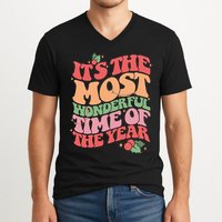Its The Most Wonderful Time Of The Year Christmas Groovy V-Neck T-Shirt