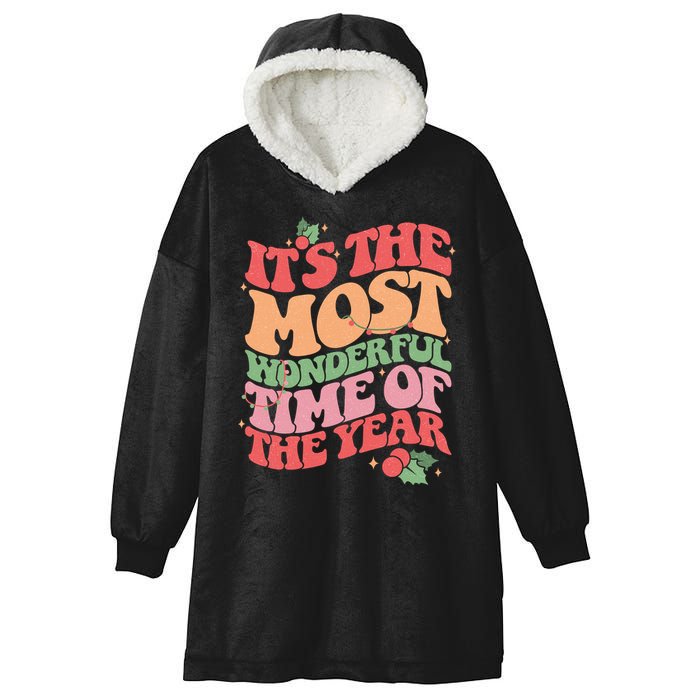 Its The Most Wonderful Time Of The Year Christmas Groovy Hooded Wearable Blanket