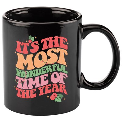 Its The Most Wonderful Time Of The Year Christmas Groovy 11oz C Handle Ceramic Mug