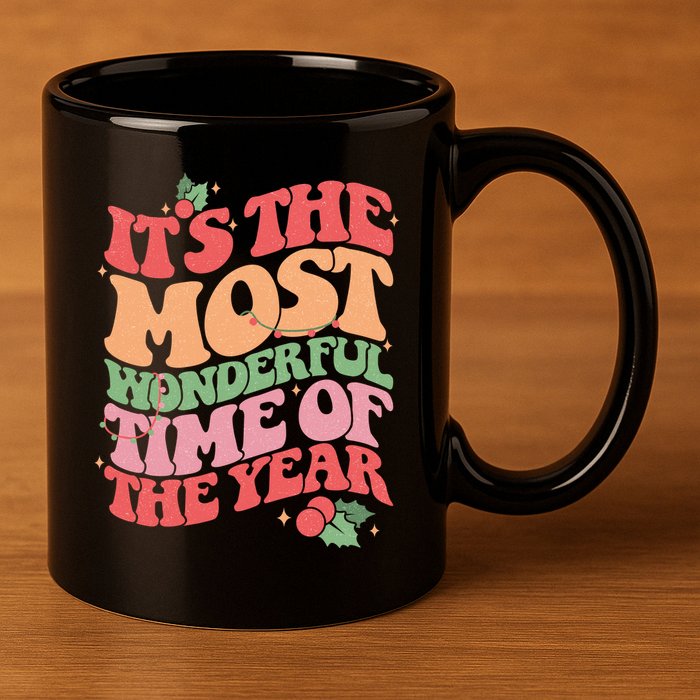 Its The Most Wonderful Time Of The Year Christmas Groovy 11oz C Handle Ceramic Mug