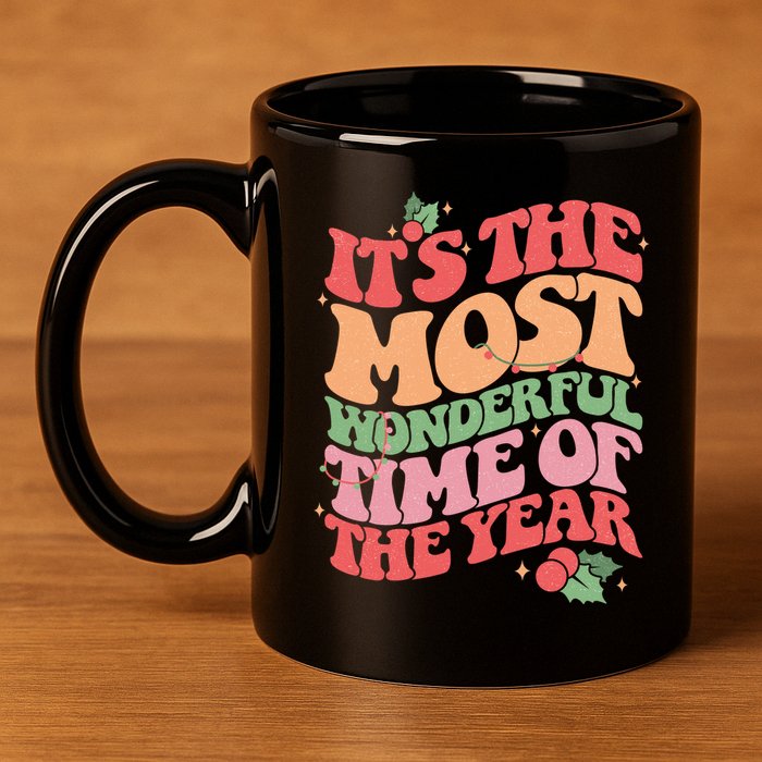 Its The Most Wonderful Time Of The Year Christmas Groovy 11oz C Handle Ceramic Mug