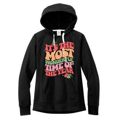 Its The Most Wonderful Time Of The Year Christmas Groovy Women's Fleece Hoodie