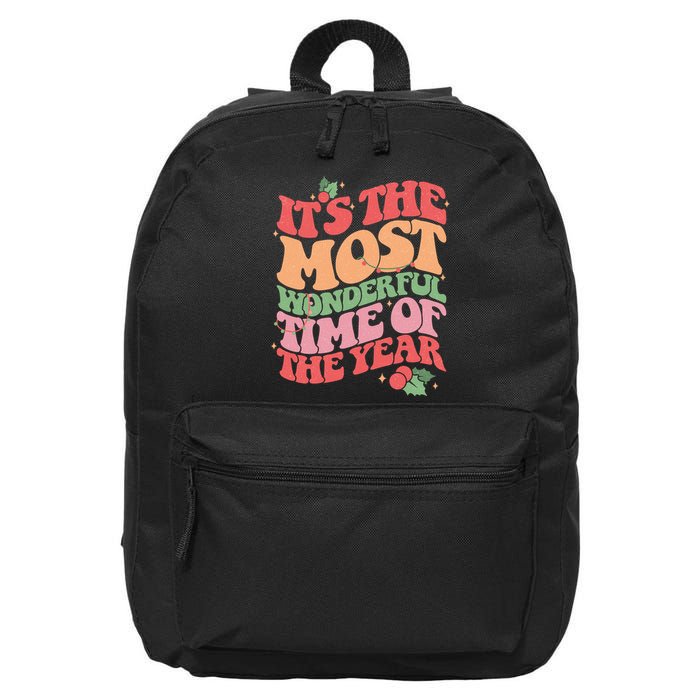 Its The Most Wonderful Time Of The Year Christmas Groovy 16 in Basic Backpack