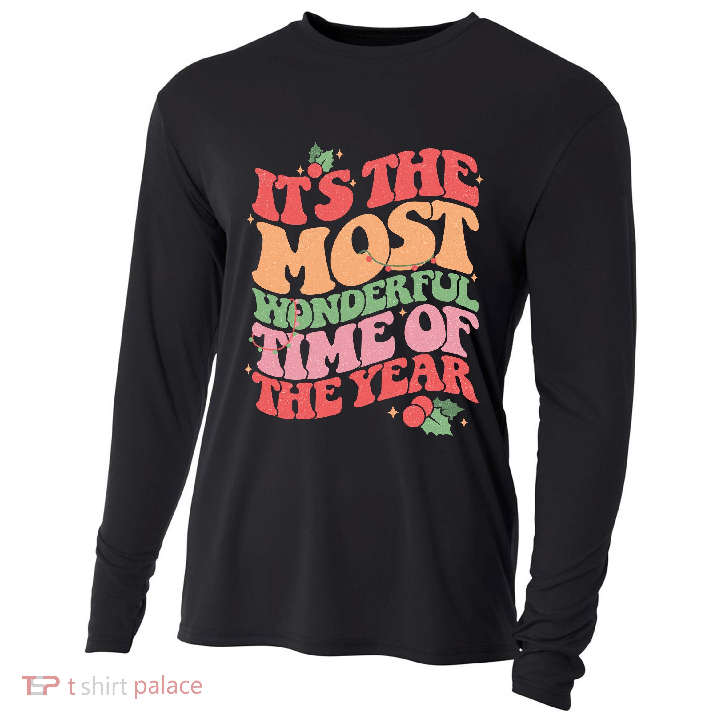 Its The Most Wonderful Time Of The Year Christmas Groovy Cooling Performance Long Sleeve Crew