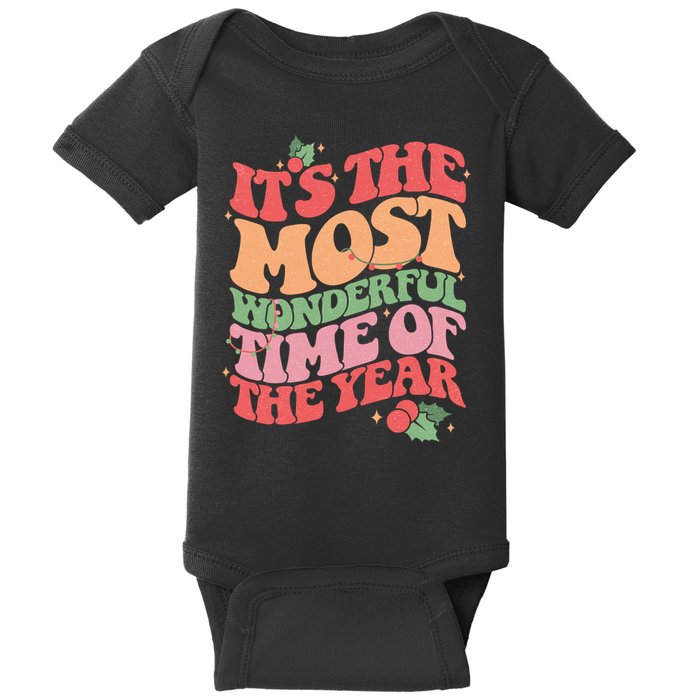 Its The Most Wonderful Time Of The Year Christmas Groovy Baby Bodysuit