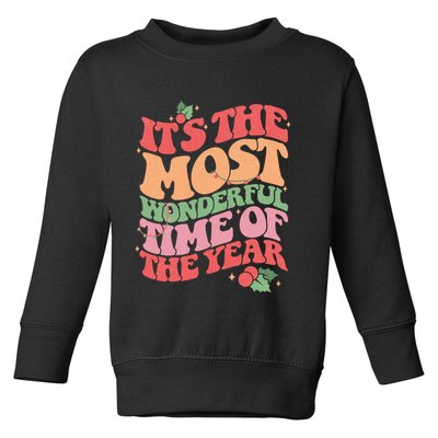 Its The Most Wonderful Time Of The Year Christmas Groovy Toddler Sweatshirt